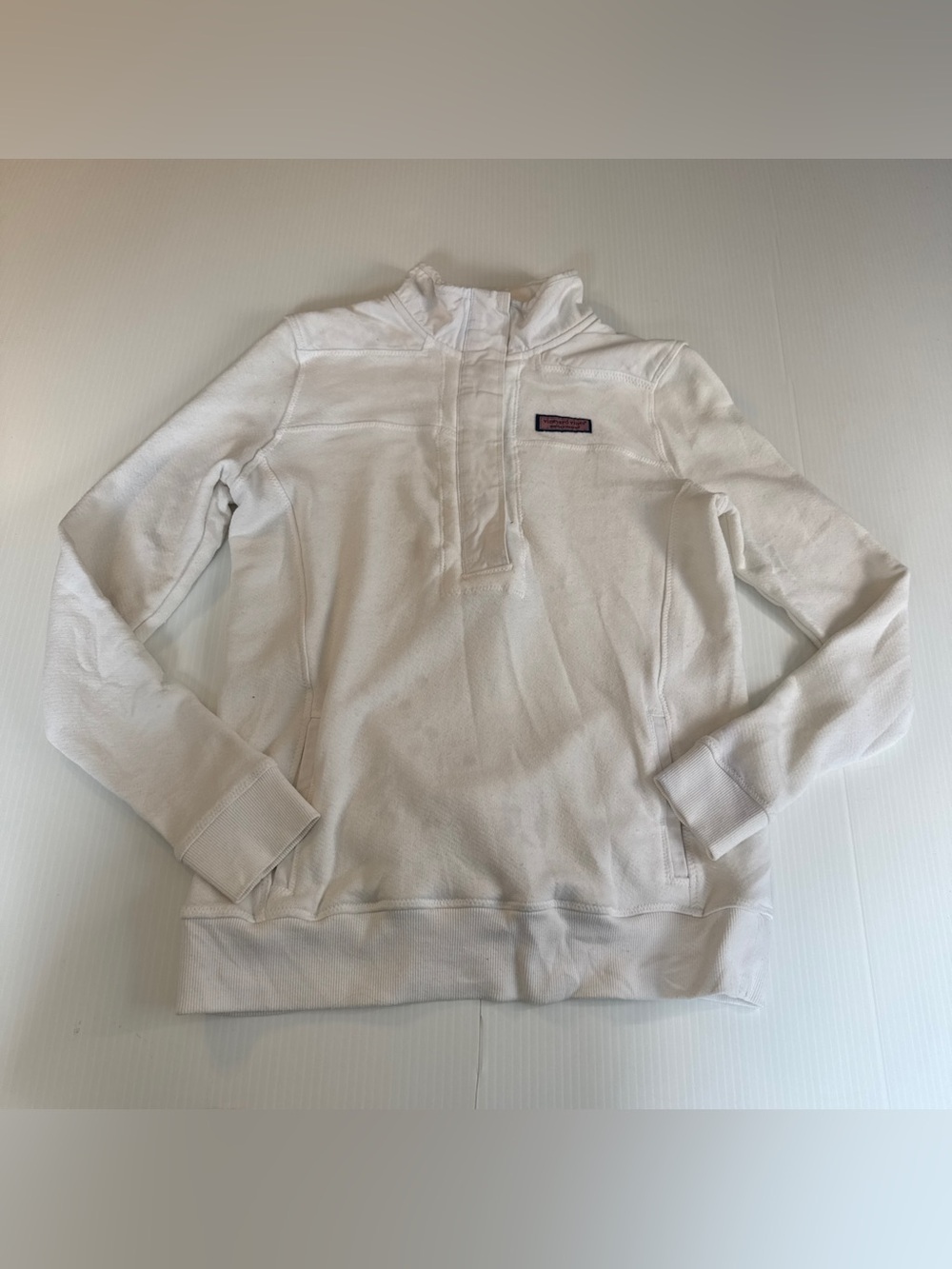 Vineyard Vines White Shep Shirt Quarter Snap Pullover Sweatshirt XXS Preppy